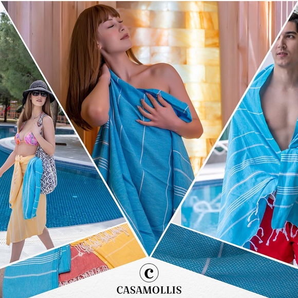 39x71 Turkish Beach Towel, Prewashed, 100% Cotton, Soft, Absorbent, Quick Dry - Picture 5 of 8